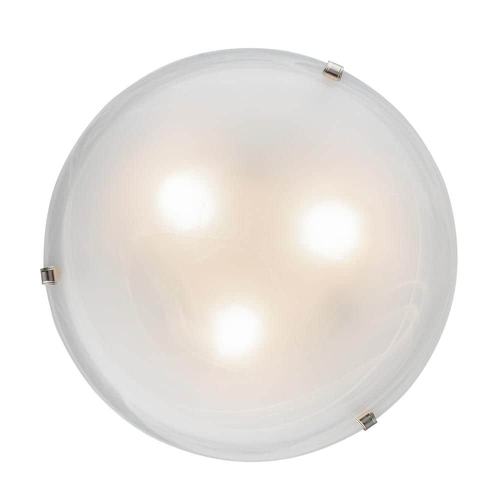 Cracka 15" Brushed Nickel Contemporary Flush Mount with Marbleized Glass