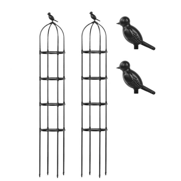 Phewnyzo 69 in. Metal Garden Obelisk Trellis for Climbing Plant, Adjustable Heights Round Plants Climbing Support Stands (2-Pack)