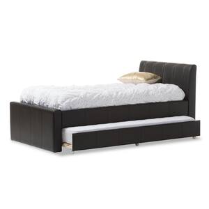 Cosmo Black Faux Leather Twin Size Trundle Bed