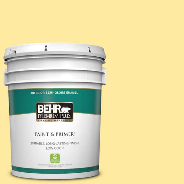 BEHR PREMIUM PLUS 5 gal. #P300-4 Rise and Shine Semi-Gloss Enamel Low Odor Interior Paint & Primer