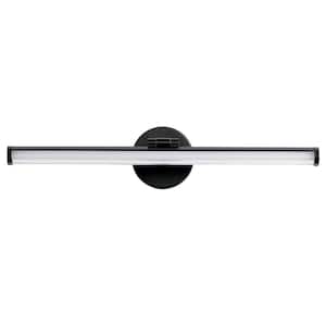 30 in. 1-Light Matte Black LED Vanity Light Bar 24-Watt Rotatable Bathroom Light Fixture
