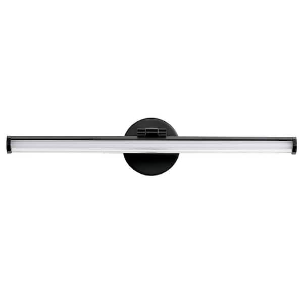 KAISITE 30 in. 1-Light Matte Black LED Vanity Light Bar 24-Watt Rotatable Bathroom Light Fixture