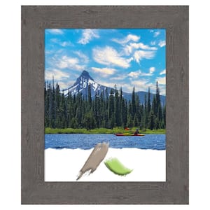 Opening Size 16 in. x 20 in. Rustic Plank Grey Picture Frame