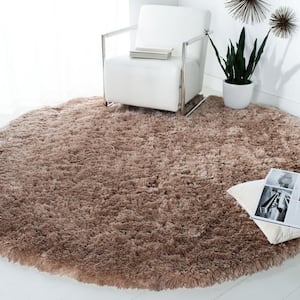 Artic Shag Taupe 8 ft. x 8 ft. Round Solid Area Rug