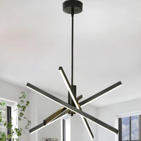 あや Rennnsan Leo Contemporary Black 5-Light Dimmable Integrated