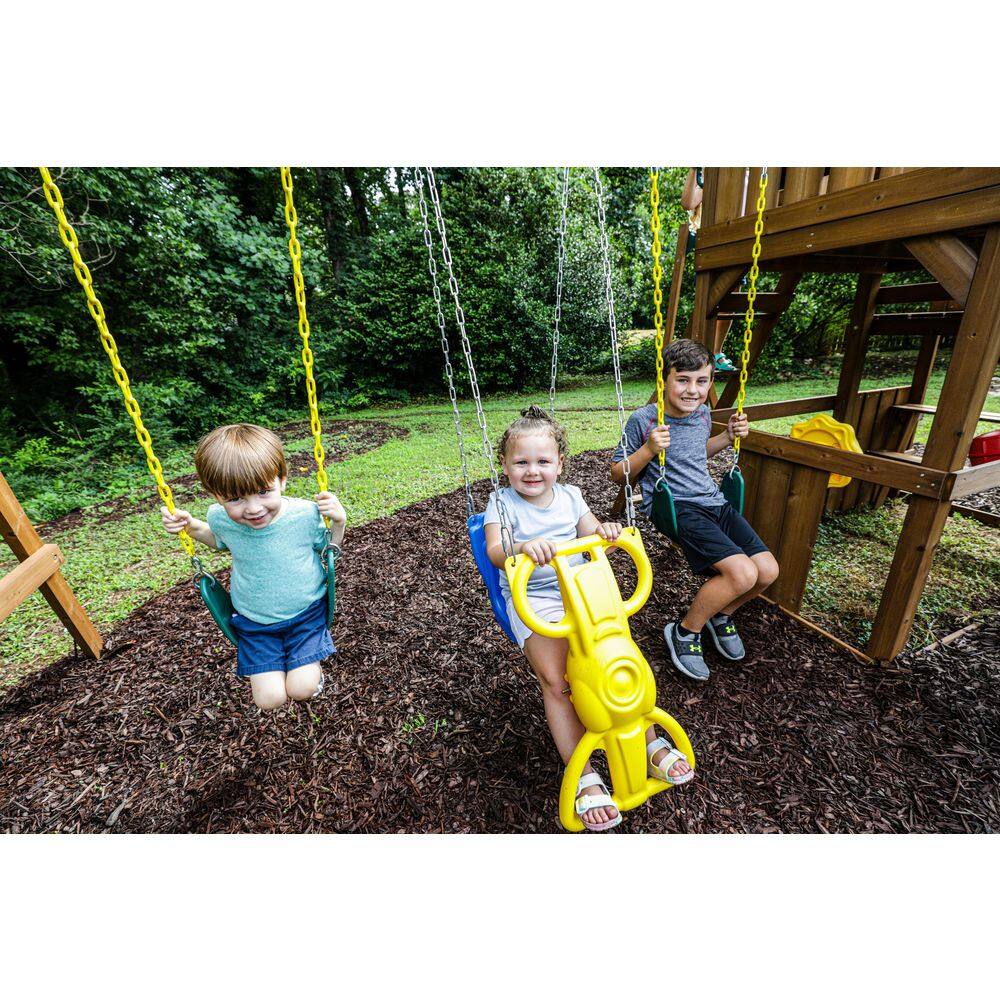 Knightsbridge Wooden Swing Set with Slides and Monkey Bars