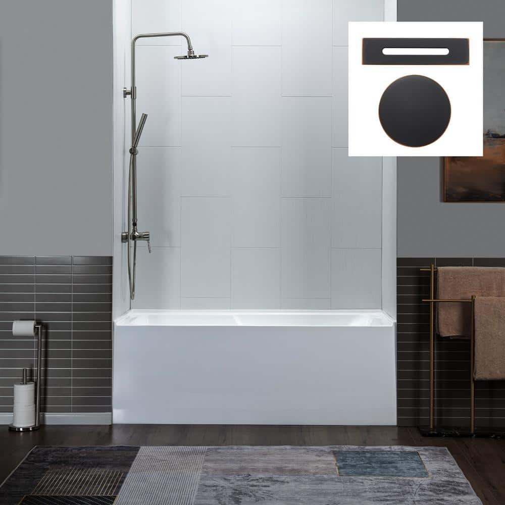 Flint 60'' x 30'' White Acrylic Alcove Soaking Bathtub