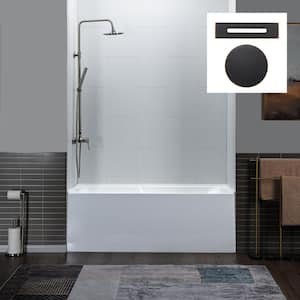 60 in. x 30 in. Acrylic Soaking Alcove Rectangular Bathtub with Left Drain and Overflow in White with Oil Rubbed Bronze