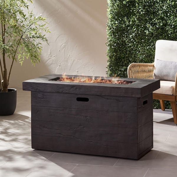 45 in. Outdoor 50000 BTU Rectangular MgO Patio Fire Pit in Brown