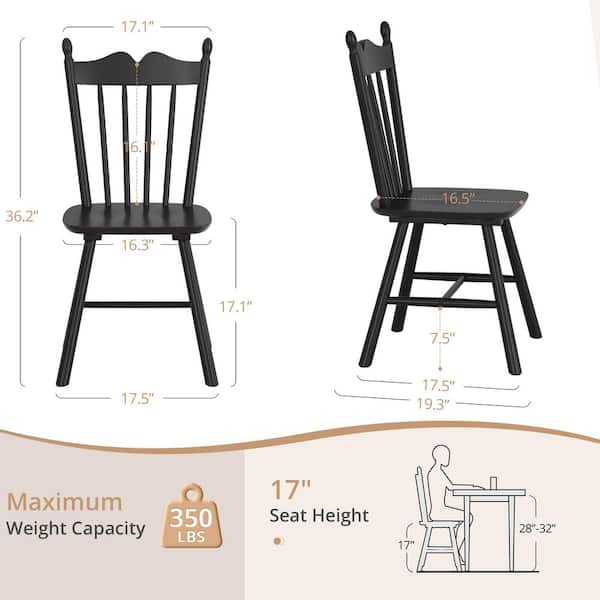 OrangeOne 17 in. Black Classic Windsor Dining Chair Farmhouse