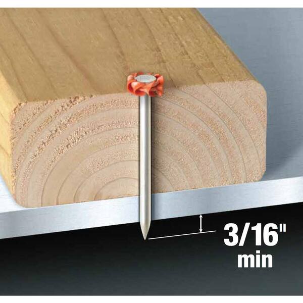 Duo-Fast 100-Count 2 1/2" Drive Pins Nail Attaches 2x4 Wood to Concrete 63 mm 