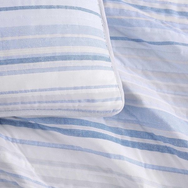 Tommy Hilfiger Bold Stripe Textured 3-Piece White/Blue/Grey Cotton