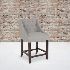 24 in. Light Gray Fabric Bar stool (Set of 2)