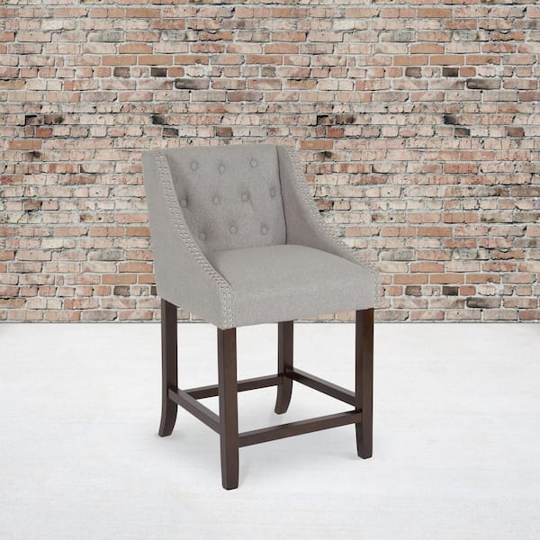 Carnegy Avenue 24 in. Light Gray Fabric Bar stool (Set of 2)