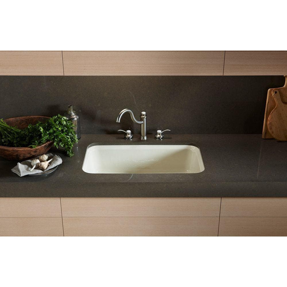 White Cast Iron Single Bowl Undermount Kitchen Sink