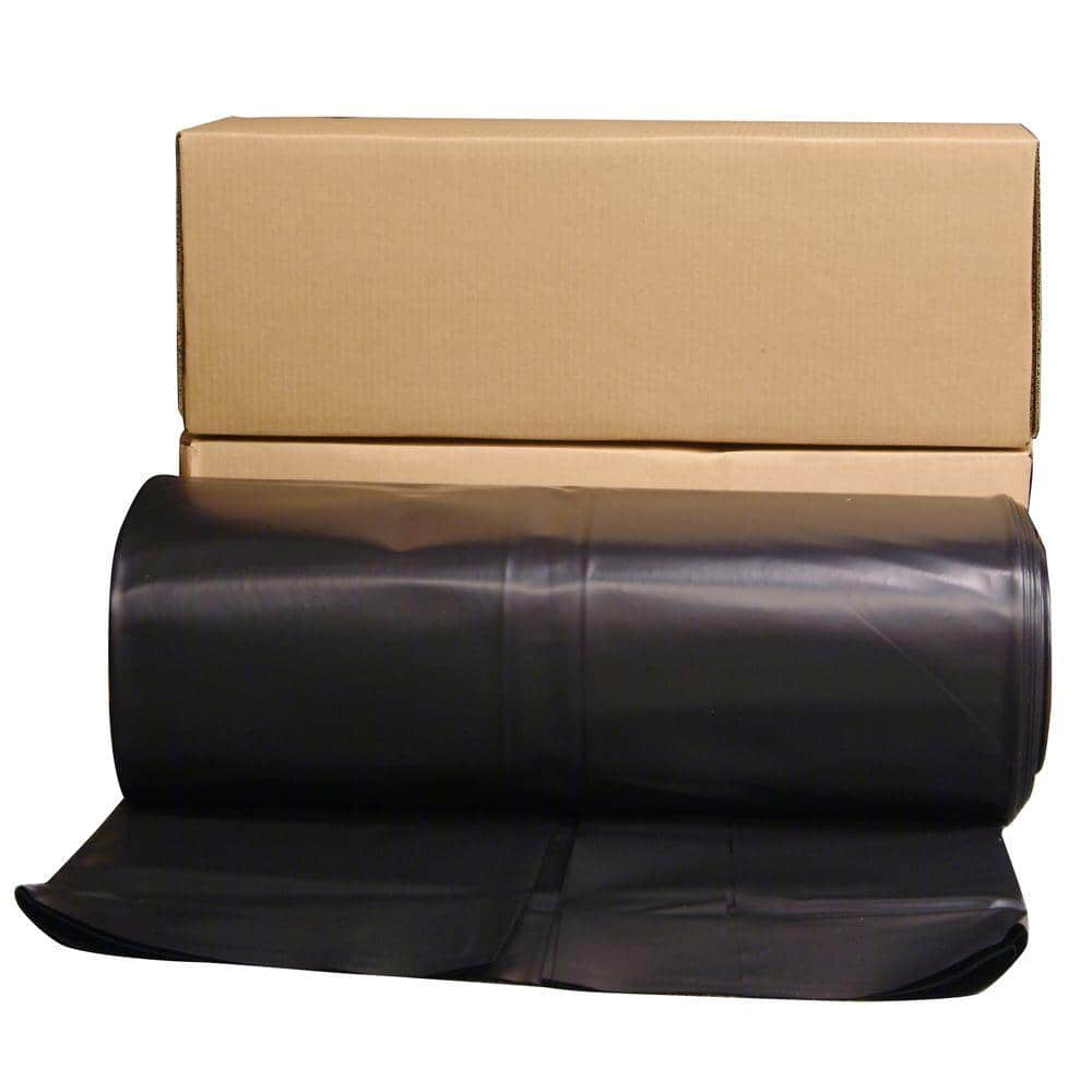 12 Wide 100 Long TRM Manufacturing 612B Weatherall 6 Mil Poly Plastic Sheeting Visqueen Black 12' Wide 100' Long 1 Roll in a Box