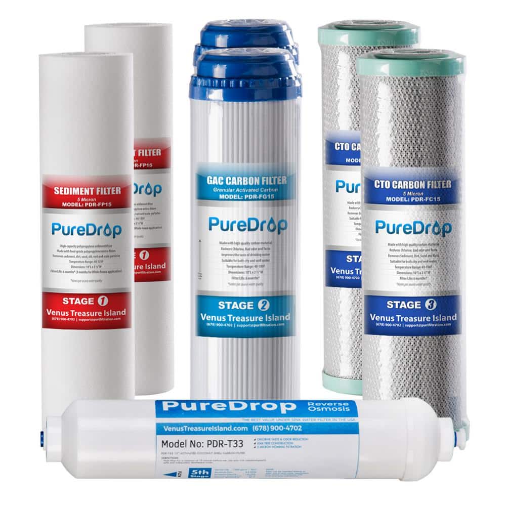 RoPro Reverse Osmosis System-Replacement Filters - Set Of 5 Cartridge