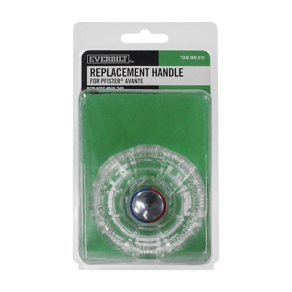 Single Lever Faucet Knob in Clear Acrylic with Chrome Detail for Pfister Avante