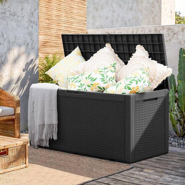 100 Gal. Black Resin Deck Box Z09N2CK7ZT The Home Depot