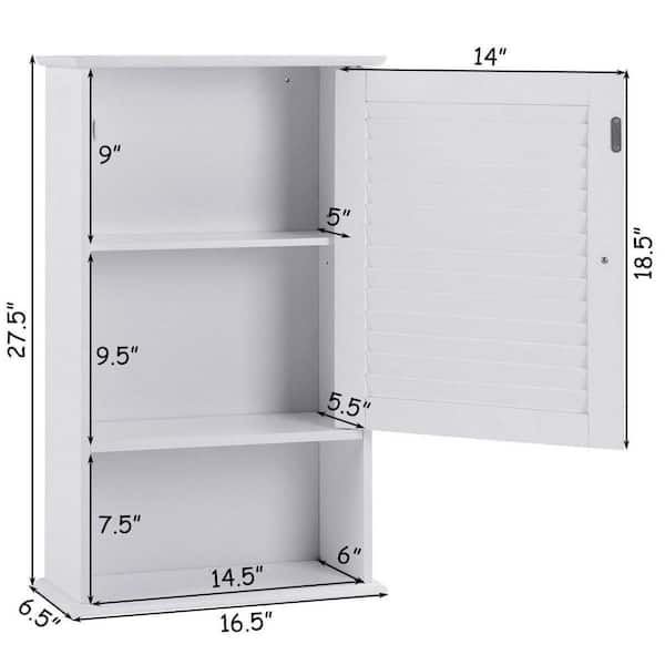 Wellfor 16 1 2 In W X 6 D 27 H White Bathroom Storage Wall Cabinet With Height Adjule Shelf Ba Hgy 7597wh The