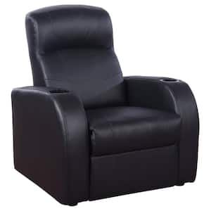 Cyrus Black Leather Home Theater Upholstered Recliner