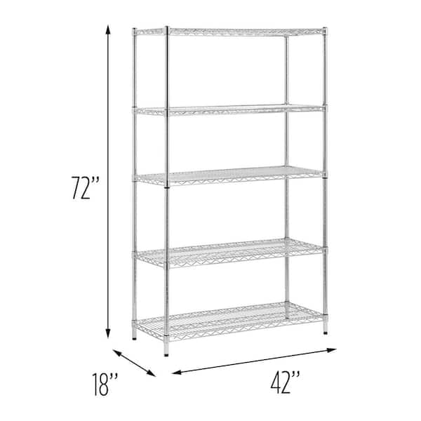 Honey Can Do Chrome 5 Tier Metal Wire, Adjustable Open Wire Shelving