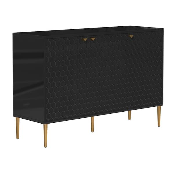 sumyeg Black 31.5 in. H Freestanding 3 Door Locker Accent Storage Cabinet with Adjustable Shelf