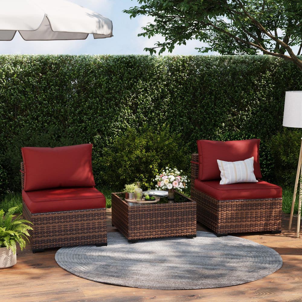 Wicker Outdoor Patio Sofa Set Dark Red price history on PriceWatchPro