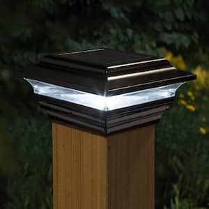 Imperial 4 in. x 4 in. Outdoor Black Cast Aluminum LED Solar Post Cap (2-Pack)