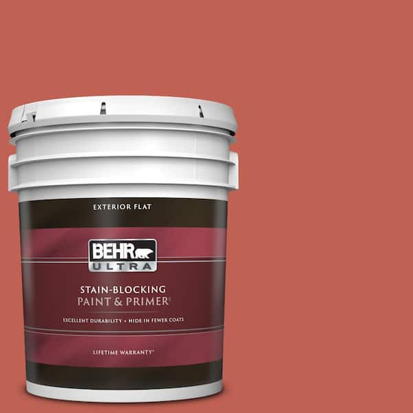 BEHR ULTRA 5 gal. #190D-6 Red Jalapeno Flat Exterior Paint & Primer