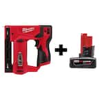 M12 12-Volt Lithium-Ion Cordless 3/8 in. Crown Stapler with 4.0 Ah M12 Battery