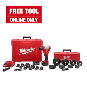 M18 18V Lithium-Ion 1/2 in. to 4 in. Force Logic High Capacity Cordless Knockout Tool Kit w/Die Set 3.0 Ah Batteries