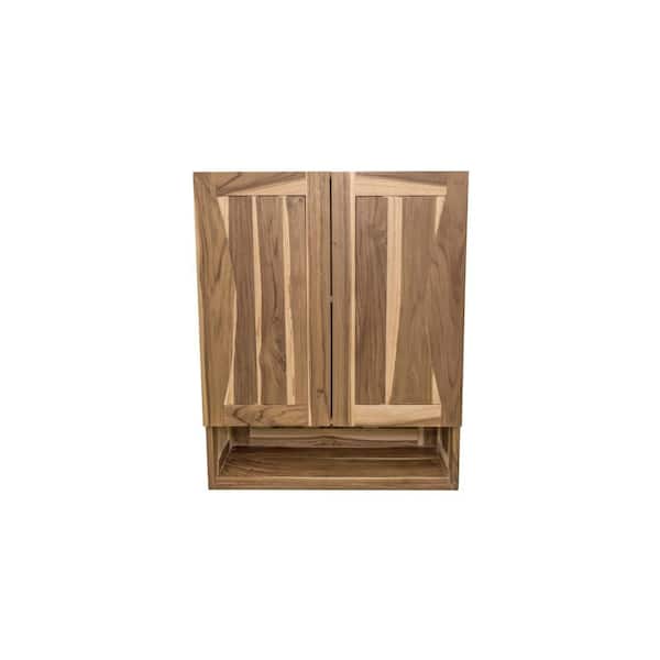 Curvature 24 in. W x 10 in. D x 30 in. H Teak Bathroom Storage Wall Cabinet Soft-Close Door Medicine Cabinet Earthy Teak