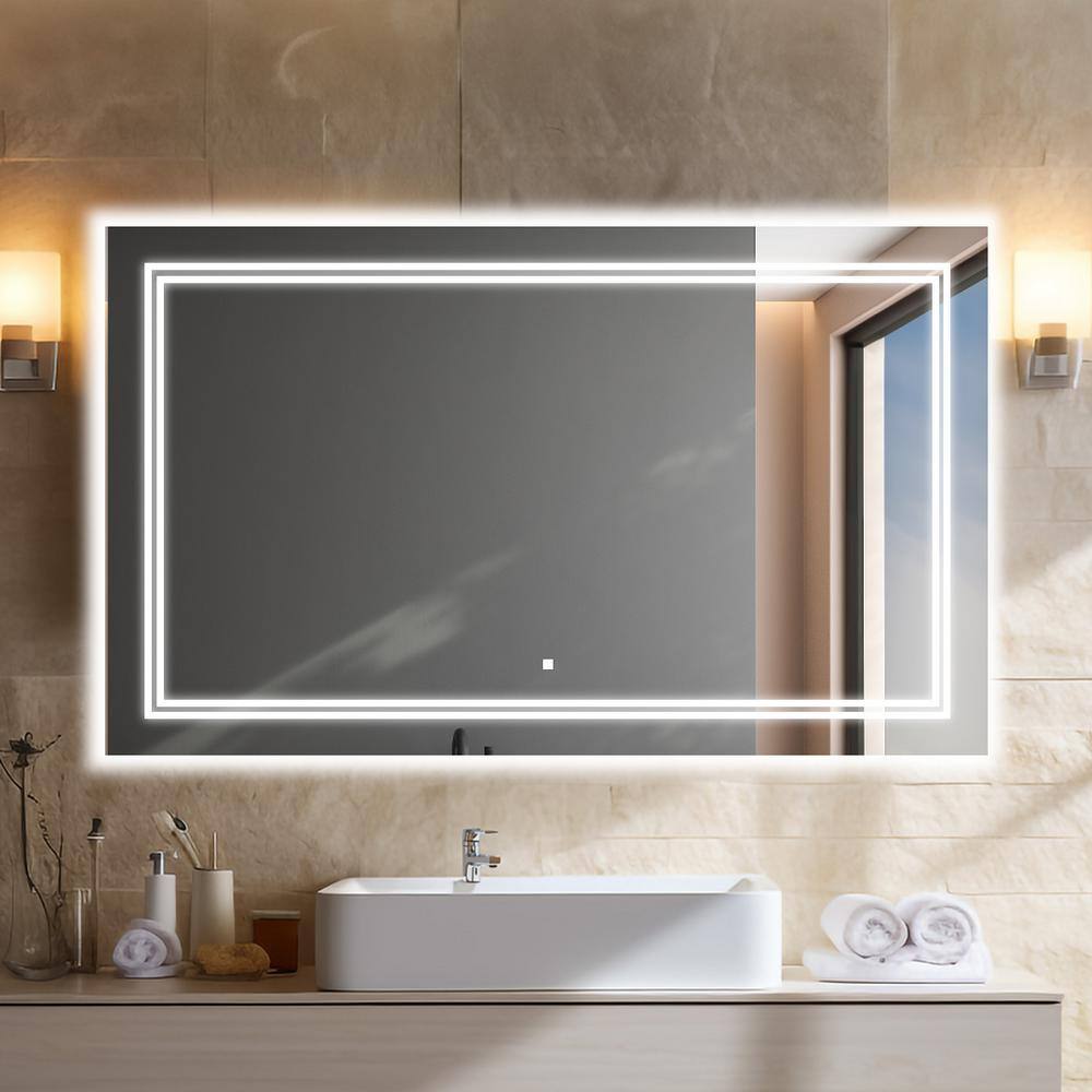 Soho Sleek 60"x30" LED Bathroom Mirror with Ambient Backlit & Defogger