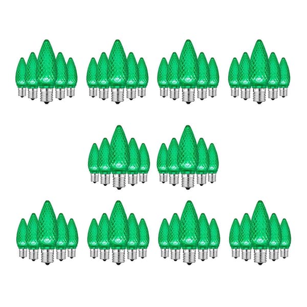 Green Commercial Grade Shatter-Resistant Faceted C9 LED Replacement Bulbs (50-Pack)