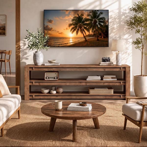 TRIBESIGNS WAY TO ORIGIN Tabor Vintage Brown Solid Wood TV Stand