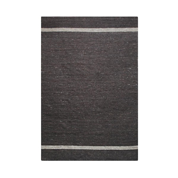 Brown 6 ft. x 9 ft. Hand-Woven Wool Contemporary Natural Wool Flat Rug Area Rug