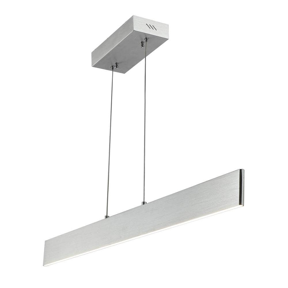 Draper 40" Brushed Aluminum Dimmable LED Linear Island Pendant