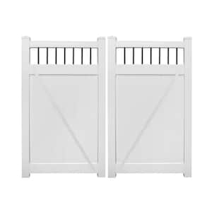 Tuscany 10.8 ft. W x 7 ft. H White Vinyl Privacy Double Fence Gate Kit