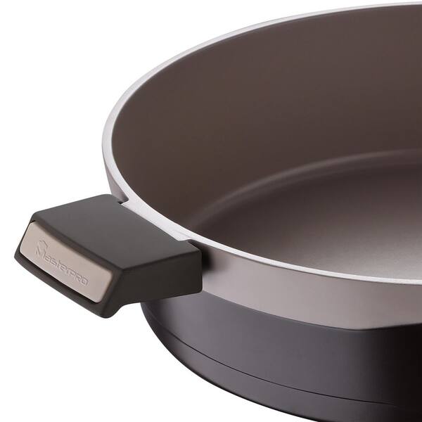 MasterPRO Gastro Titanium 5.2 qt. Cast Aluminum Everyday Pan with Tempered Glass Lid, Brown