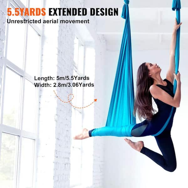 VEVOR Aerial Yoga Hammock and Swing 5.5 Yards Aerial Yoga Starter Kit with  100gsm Nylon Fabric, Blue DCK5X28MQZSC268B2V0 - The Home Depot