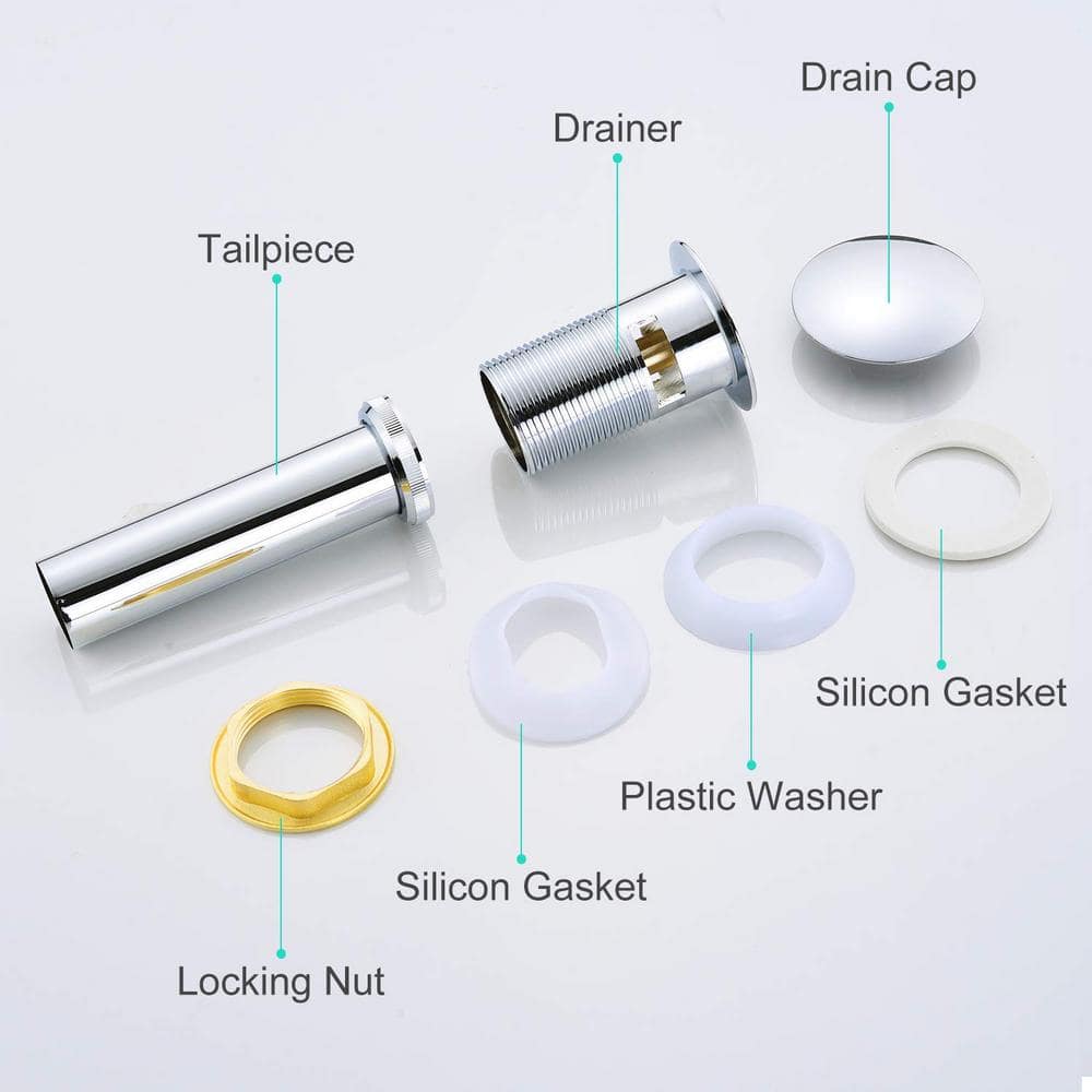 Chrome Pop-Up Bathroom Sink Drain Stopper with Overflow