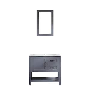 30 in. W x 18.7 in. D x 31.5 in. H Bath Vanity Cabinet without Top in Blue Gray with Mirror