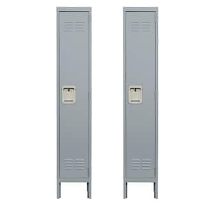 66 in. H 1-Door Steel Metal Lockers for Employees, Storage Locker Cabinet for Gym Office School in Gray (Set of 2)