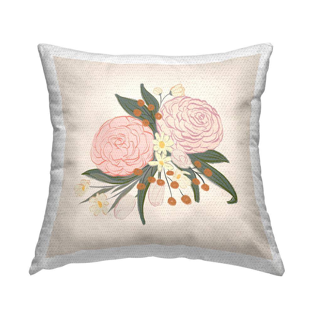 Delicate Peony Mixed Flower Buds Arrangement Beige Square Outdoor Throw Pillow price history on PriceWatchPro