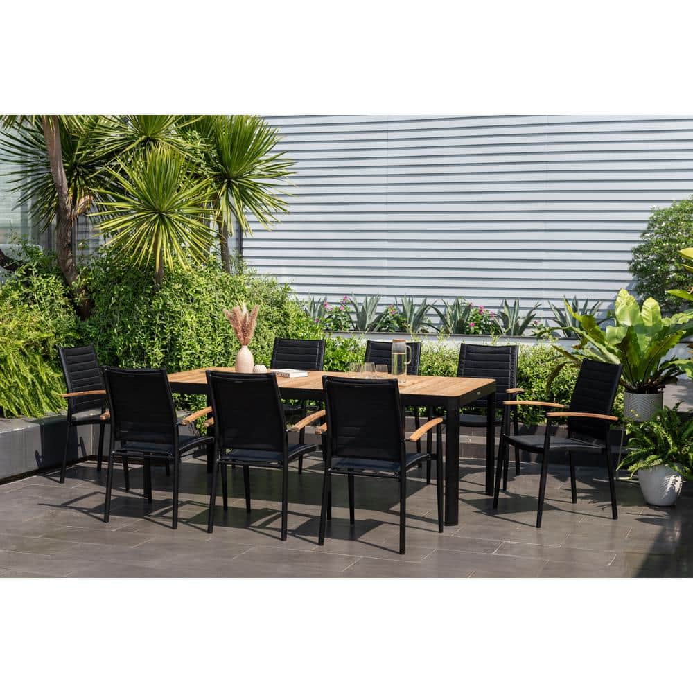 Lisbon Dark 9-Piece 100% FSC Certified Teak and Aluminum Patio Rectangular Dining Set price history on PriceWatchPro