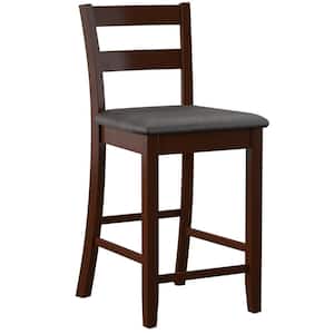 Toro 37 in. H Merlot Ladder Back Wood 24 in. Seat Height Counter Stool with Padded Faux Leather Seat