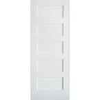 28 in. x 80 in. Shaker 5-Panel Primed Solid Hybrid Core MDF Interior Door Slab