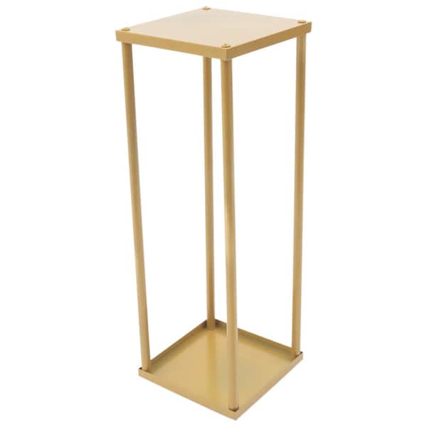 YIYIBYUS 7.9 in. W x 23.6 in. H Gold 2-Piece Metal Floor Flower Stand Wedding Decor Flower Display Stand Gold