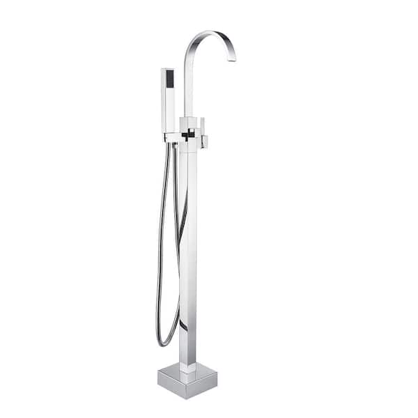 Staykiwi Single-Handle Freestanding Tub Faucet with Hand Shower in Chrome